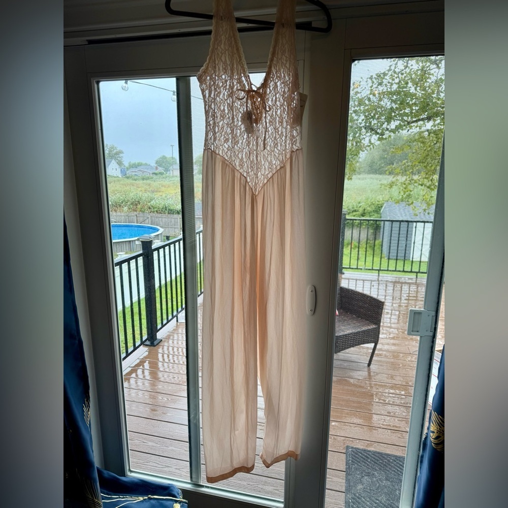 Undercover Pink Peach Lace Slip Nighty Jumpsuit Lingerie NEW NO TAG